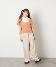 KJKGD66044 a.v.v KIDS(アー・ヴェ・ヴェ) [140-160]シャツレイヤード風ニットソー オレンジ