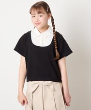 KJKGD66044 a.v.v KIDS(アー・ヴェ・ヴェ) [140-160]シャツレイヤード風ニットソー ブラック