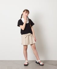 KJKGD66044 a.v.v KIDS(アー・ヴェ・ヴェ) [140-160]シャツレイヤード風ニットソー ブラック