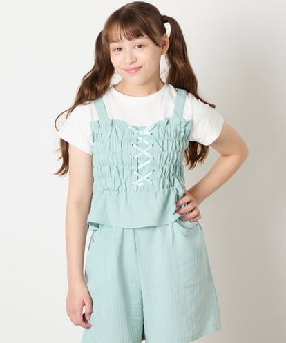 KJKGD68039 a.v.v KIDS [120-160]【セットアップ可能】裾フリルドッキングトップス