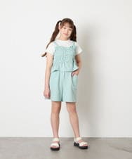 KJKGD68039 a.v.v KIDS(アー・ヴェ・ヴェ) [120-160]【セットアップ可能】裾フリルドッキングトップス グリーン