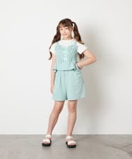 KJKGD68039 a.v.v KIDS(アー・ヴェ・ヴェ) [120-160]【セットアップ可能】裾フリルドッキングトップス グリーン