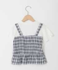 KJKGD68039 a.v.v KIDS(アー・ヴェ・ヴェ) [120-160]【セットアップ可能】裾フリルドッキングトップス ネイビー