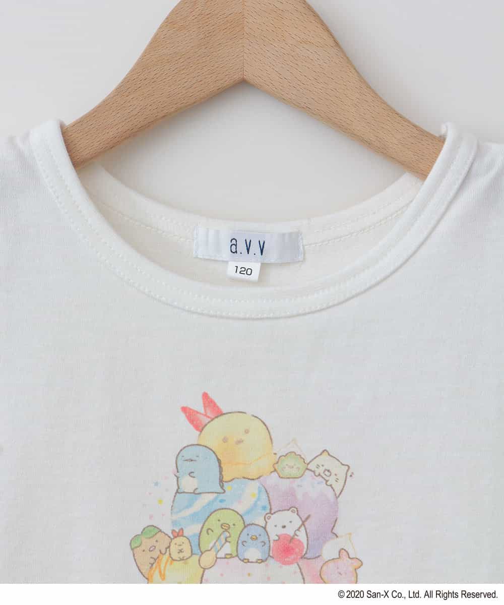 KJKGJ80024 a.v.v KIDS(アー・ヴェ・ヴェ) 【数量限定】すみっコぐらしオリジナル裾フリルＴシャツ[WEB限定サイズ] ホワイト