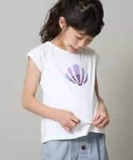 KJKGM62019 a.v.v KIDS(アー・ヴェ・ヴェ) [100-130]【接触冷感】マリンモチーフカットソー[WEB限定サイズ] ホワイト(スパンコールシェル)