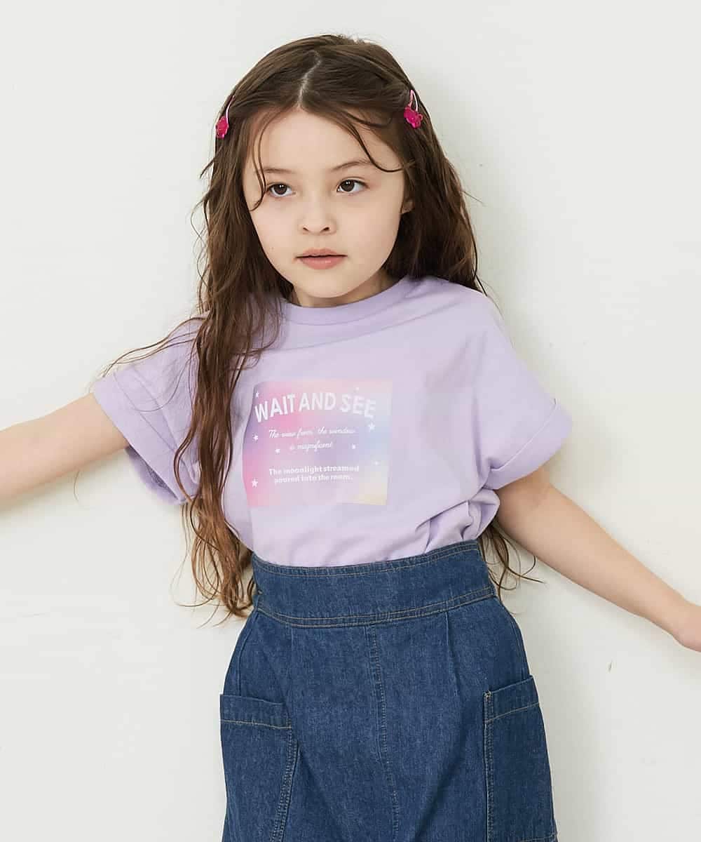 KJKGP04019 a.v.v KIDS(アー・ヴェ・ヴェ) [100-130]アソートロゴTシャツ ラベンダー