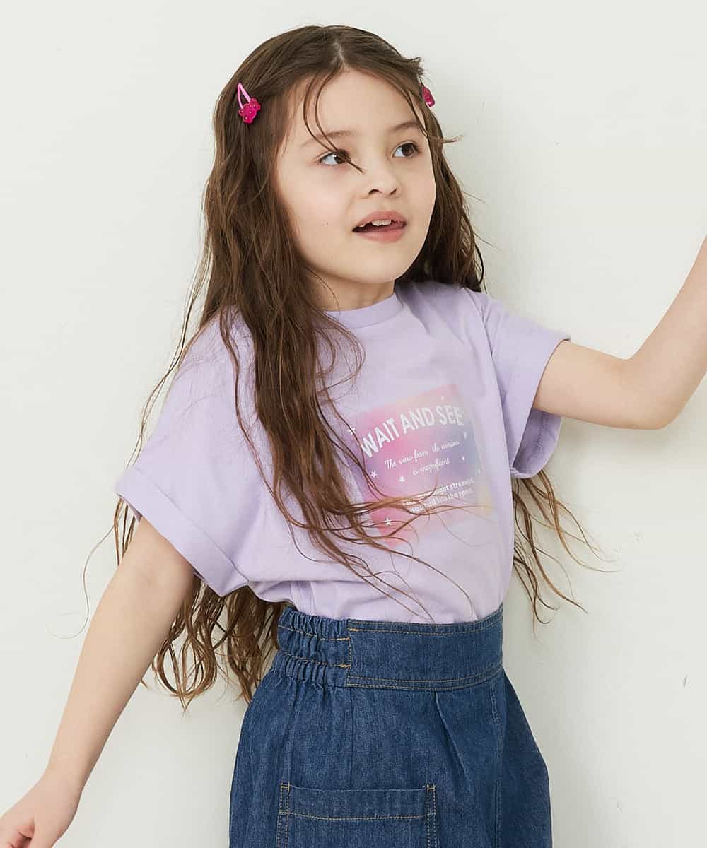 KJKGP04019 a.v.v KIDS(アー・ヴェ・ヴェ) [100-130]アソートロゴTシャツ ラベンダー