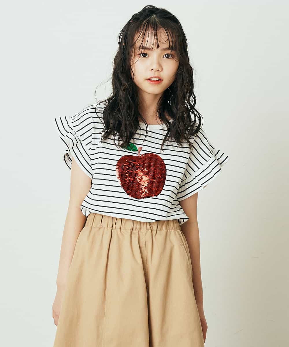 KJKGP05019 a.v.v KIDS(アー・ヴェ・ヴェ) [100-130]フリルスリーブアソートモチーフTシャツ ピンク