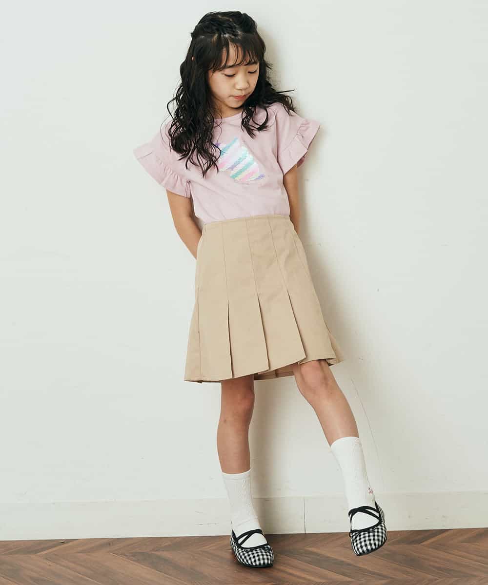 KJKGP05019 a.v.v KIDS(アー・ヴェ・ヴェ) [100-130]フリルスリーブアソートモチーフTシャツ ピンク