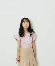 KJKGP05019 a.v.v KIDS(アー・ヴェ・ヴェ) [100-130]フリルスリーブアソートモチーフTシャツ ピンク