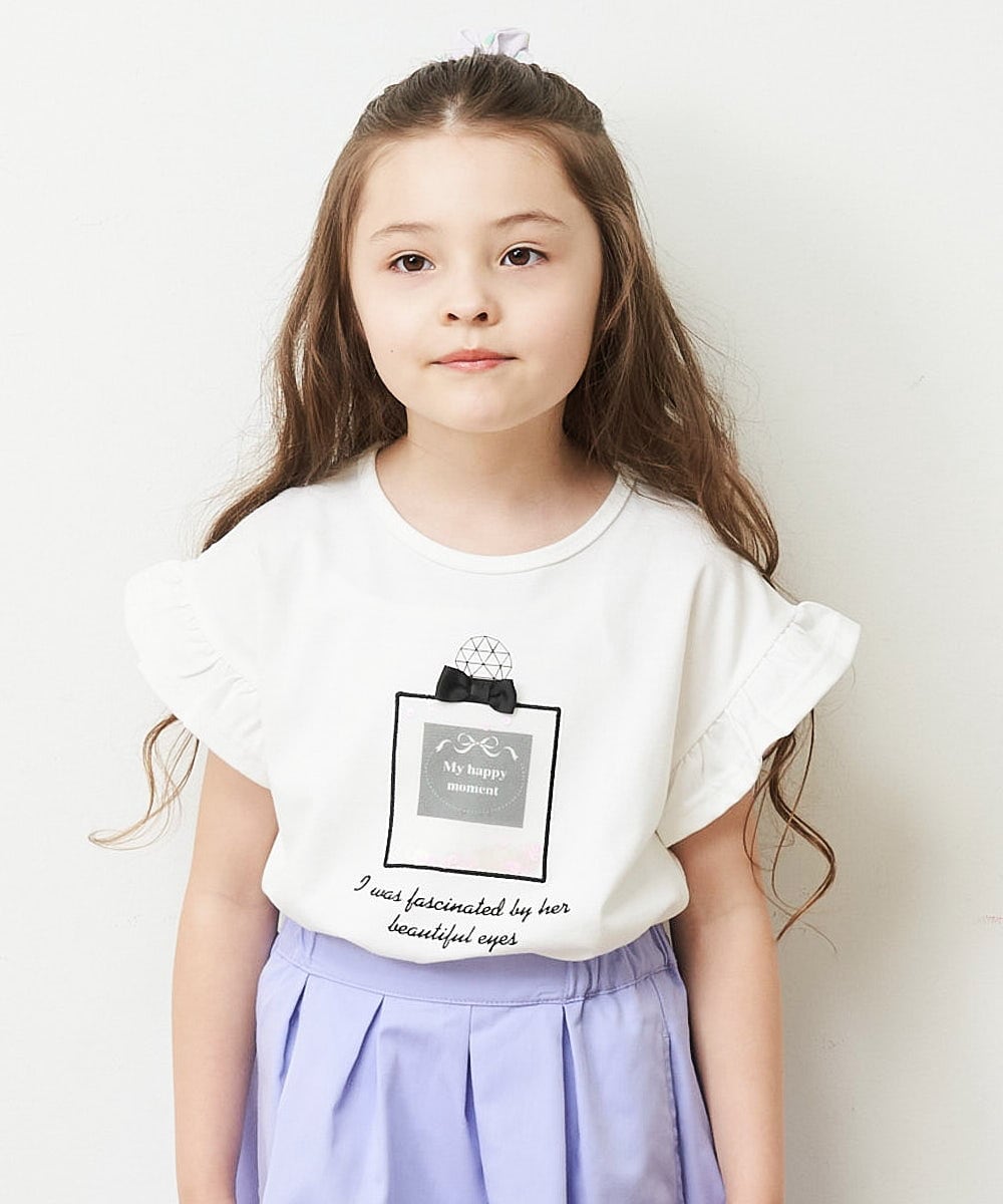 KJKGP05019 a.v.v KIDS(アー・ヴェ・ヴェ) [100-130]フリルスリーブアソートモチーフTシャツ ピンク