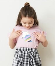 KJKGP05019 a.v.v KIDS(アー・ヴェ・ヴェ) [100-130]フリルスリーブアソートモチーフTシャツ ピンク
