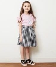 KJKGP05019 a.v.v KIDS(アー・ヴェ・ヴェ) [100-130]フリルスリーブアソートモチーフTシャツ ピンク