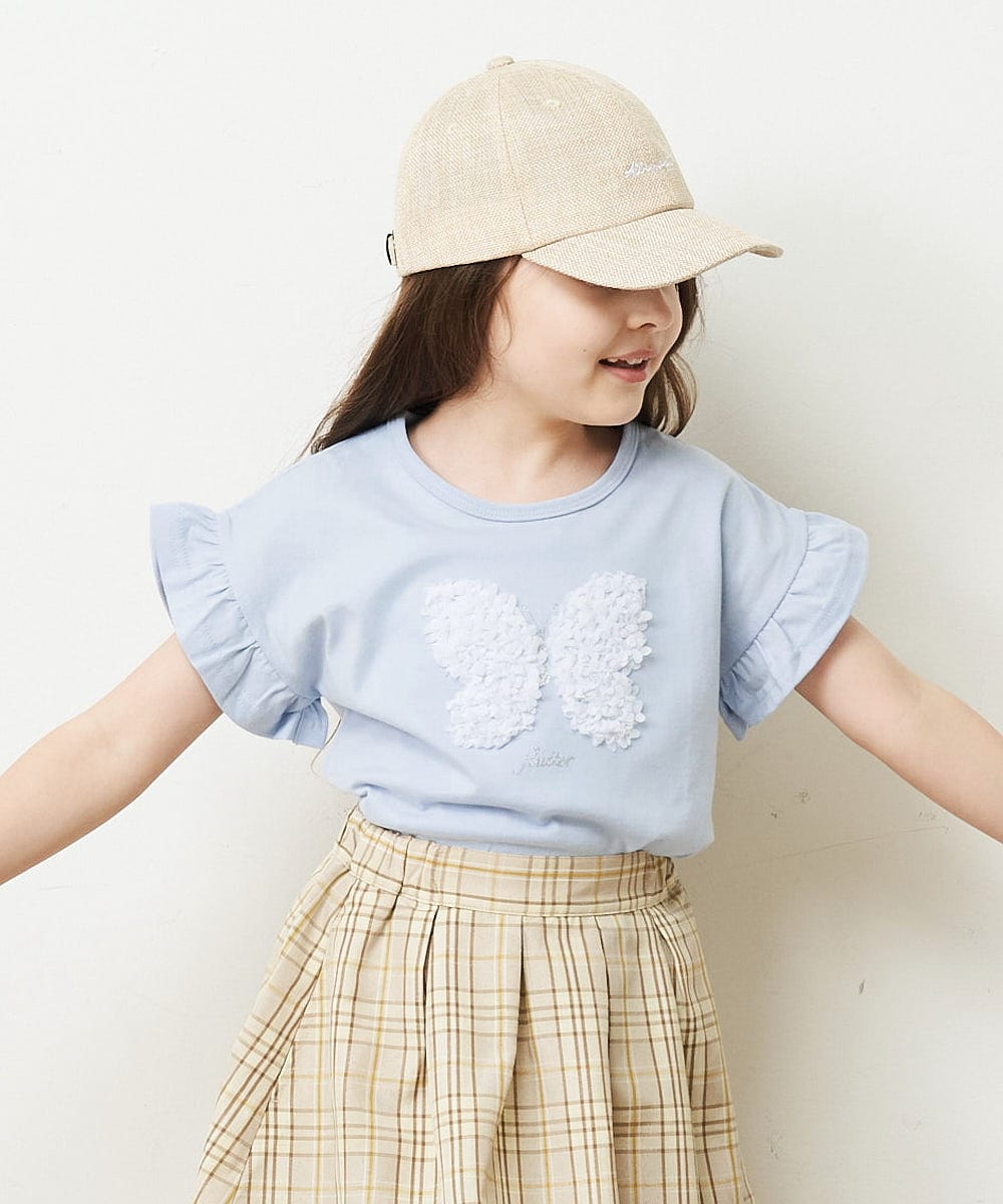 KJKGP05019 a.v.v KIDS(アー・ヴェ・ヴェ) [100-130]フリルスリーブアソートモチーフTシャツ ピンク