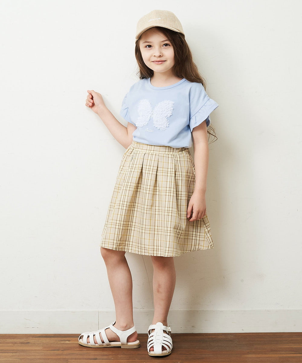 KJKGP05019 a.v.v KIDS(アー・ヴェ・ヴェ) [100-130]フリルスリーブアソートモチーフTシャツ ピンク
