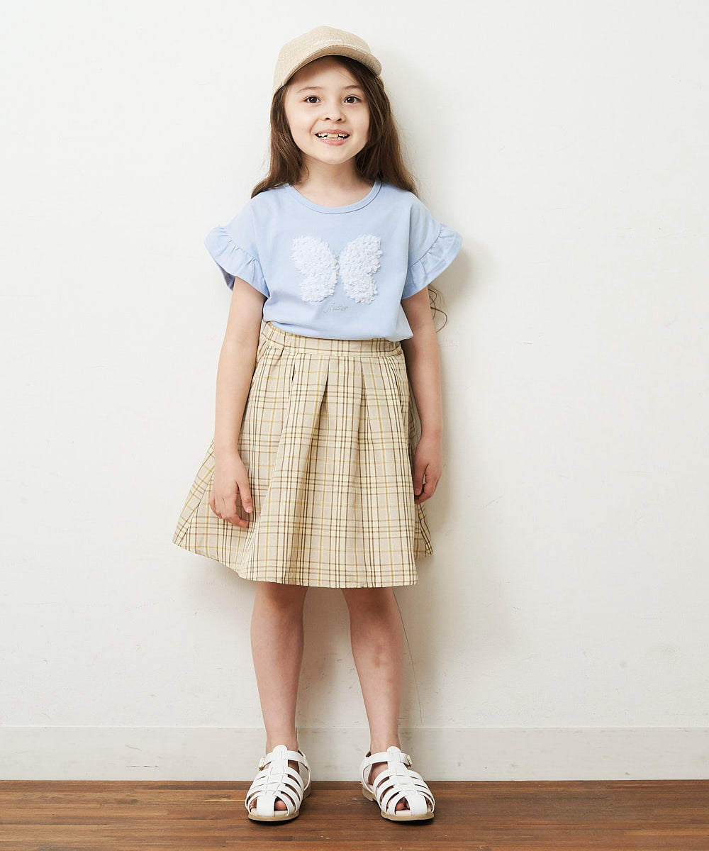 KJKGP05019 a.v.v KIDS(アー・ヴェ・ヴェ) [100-130]フリルスリーブアソートモチーフTシャツ ピンク