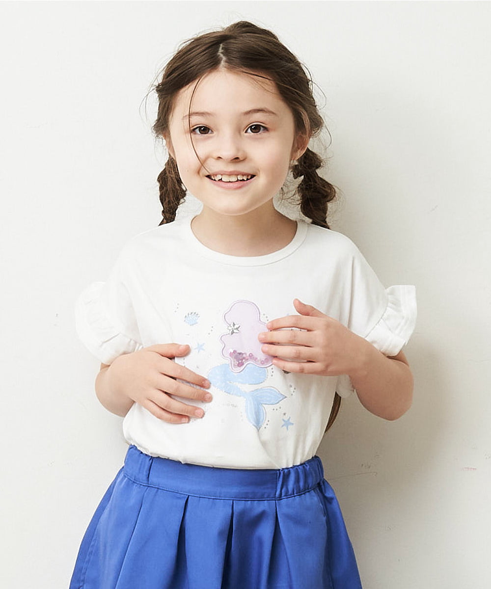 KJKGP05019 a.v.v KIDS(アー・ヴェ・ヴェ) [100-130]フリルスリーブアソートモチーフTシャツ ピンク
