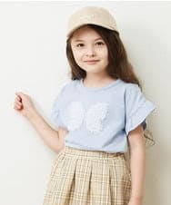 KJKGP05019 a.v.v KIDS(アー・ヴェ・ヴェ) [100-130]フリルスリーブアソートモチーフTシャツ ライトブルー