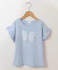 KJKGP05019 a.v.v KIDS(アー・ヴェ・ヴェ) [100-130]フリルスリーブアソートモチーフTシャツ ライトブルー