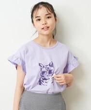 KJKGP05019 a.v.v KIDS(アー・ヴェ・ヴェ) [100-130]フリルスリーブアソートモチーフTシャツ 【新色】ラベンダー