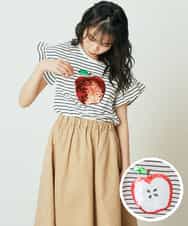 KJKGP05019 a.v.v KIDS(アー・ヴェ・ヴェ) [100-130]フリルスリーブアソートモチーフTシャツ ボーダー