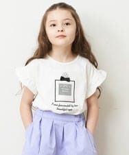 KJKGP05019 a.v.v KIDS(アー・ヴェ・ヴェ) [100-130]フリルスリーブアソートモチーフTシャツ ホワイト