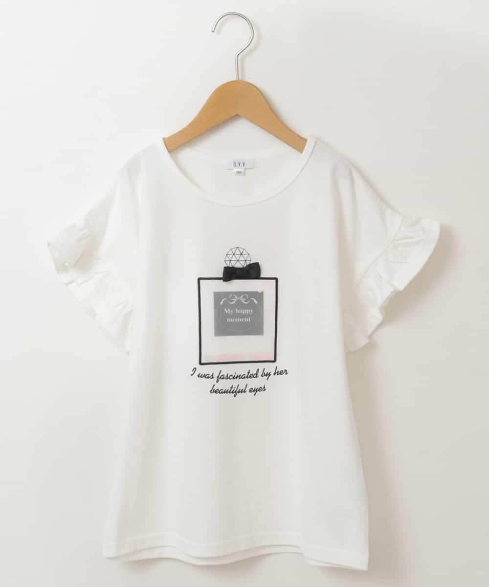 KJKGP05019 a.v.v KIDS(アー・ヴェ・ヴェ) [100-130]フリルスリーブアソートモチーフTシャツ ホワイト