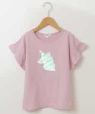 KJKGP05019 a.v.v KIDS(アー・ヴェ・ヴェ) [100-130]フリルスリーブアソートモチーフTシャツ ピンク