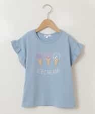 KJKGP05019 a.v.v KIDS(アー・ヴェ・ヴェ) [100-130]フリルスリーブアソートモチーフTシャツ 【新色】ブルー
