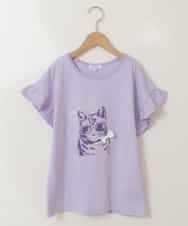 KJKGP05019 a.v.v KIDS(アー・ヴェ・ヴェ) [100-130]フリルスリーブアソートモチーフTシャツ 【新色】ラベンダー