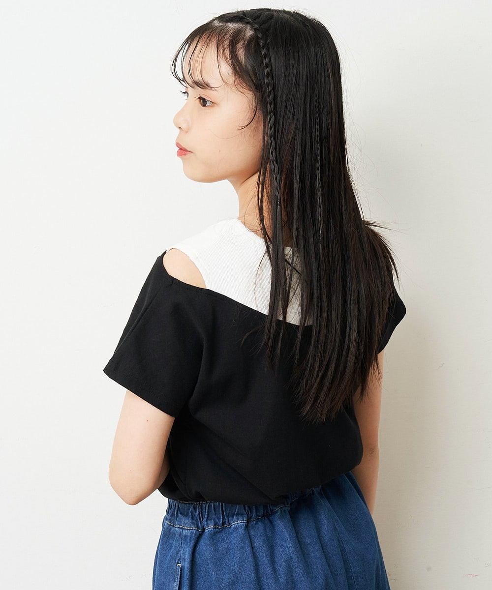 KJKGP07019 a.v.v KIDS(アー・ヴェ・ヴェ) [100-130]オフショルダーロゴTシャツ ラベンダー