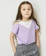 KJKGP07019 a.v.v KIDS(アー・ヴェ・ヴェ) [100-130]オフショルダーロゴTシャツ ラベンダー