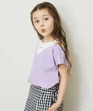 KJKGP07019 a.v.v KIDS(アー・ヴェ・ヴェ) [100-130]オフショルダーロゴTシャツ ラベンダー