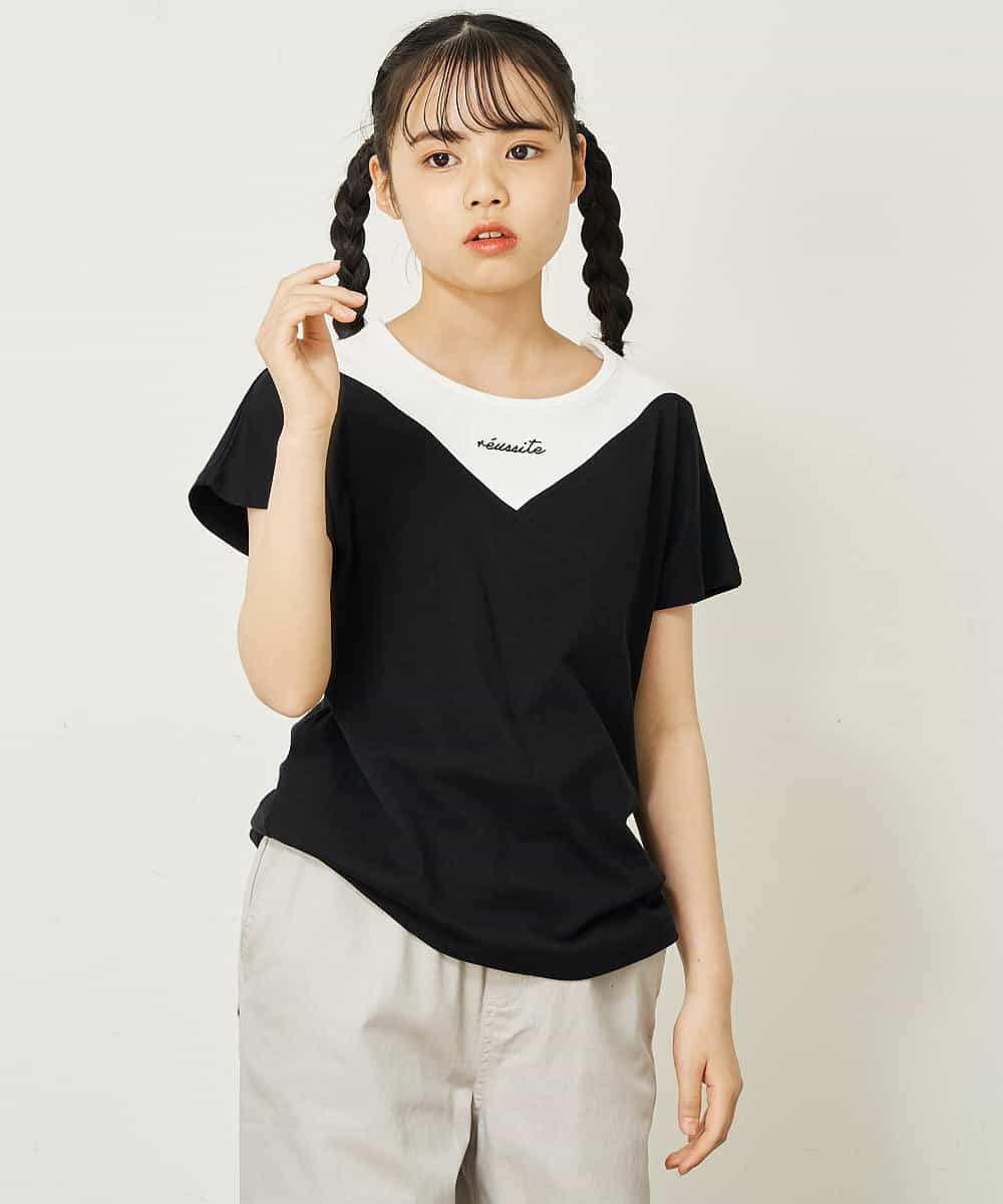 KJKGP07019 a.v.v KIDS(アー・ヴェ・ヴェ) [100-130]オフショルダーロゴTシャツ ラベンダー