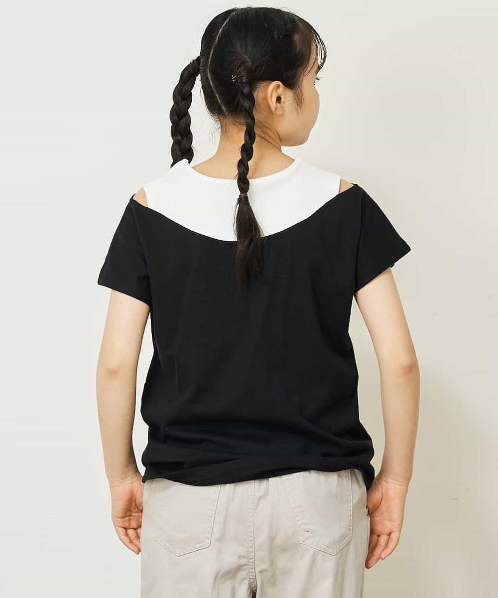 KJKGP07019 a.v.v KIDS(アー・ヴェ・ヴェ) [100-130]オフショルダーロゴTシャツ ラベンダー