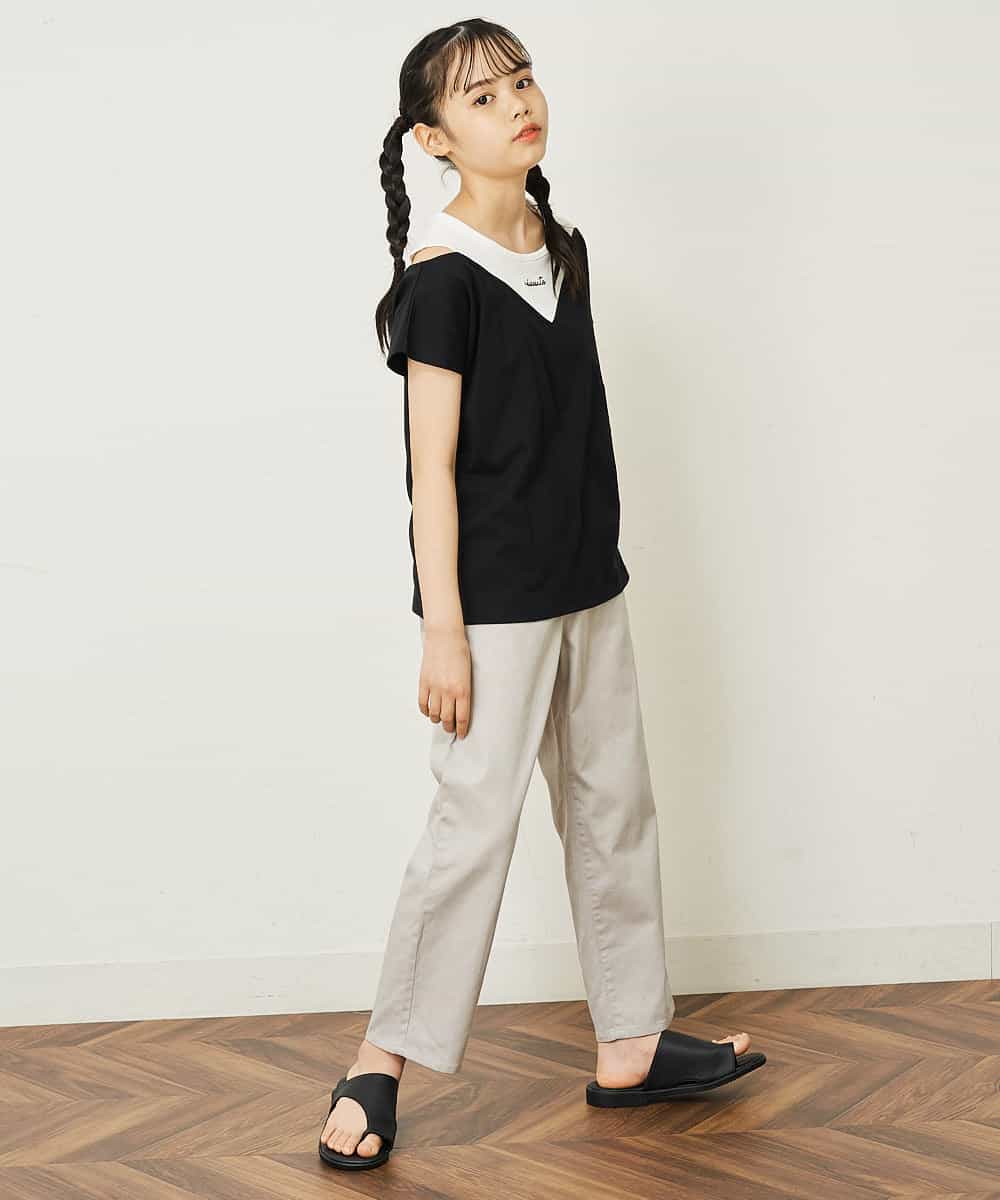 KJKGP07019 a.v.v KIDS(アー・ヴェ・ヴェ) [100-130]オフショルダーロゴTシャツ ラベンダー