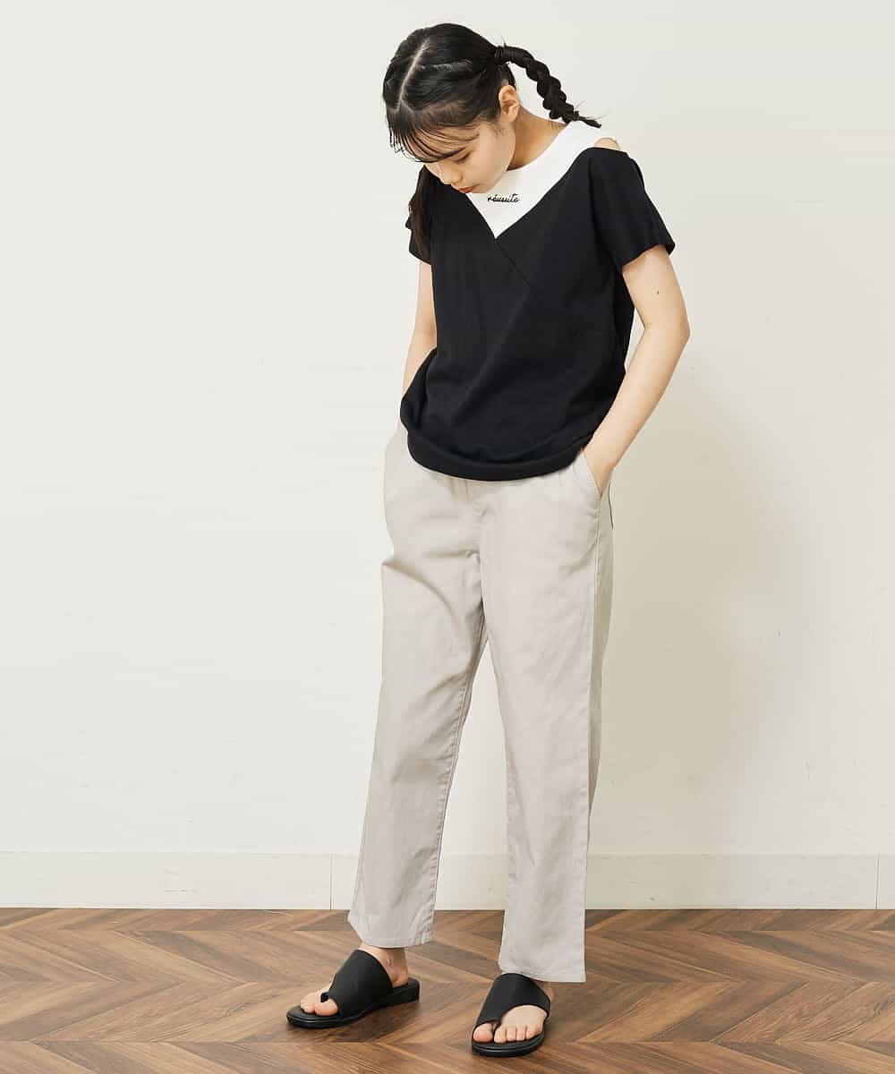 KJKGP07019 a.v.v KIDS(アー・ヴェ・ヴェ) [100-130]オフショルダーロゴTシャツ ラベンダー