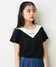 KJKGP07019 a.v.v KIDS(アー・ヴェ・ヴェ) [100-130]オフショルダーロゴTシャツ ブラック