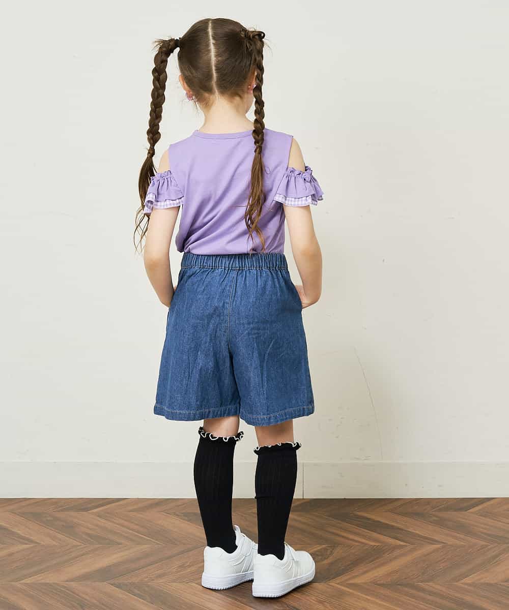 KJKGP09019 a.v.v KIDS(アー・ヴェ・ヴェ) [100-130]袖フリルオフショルダーTシャツ ミント