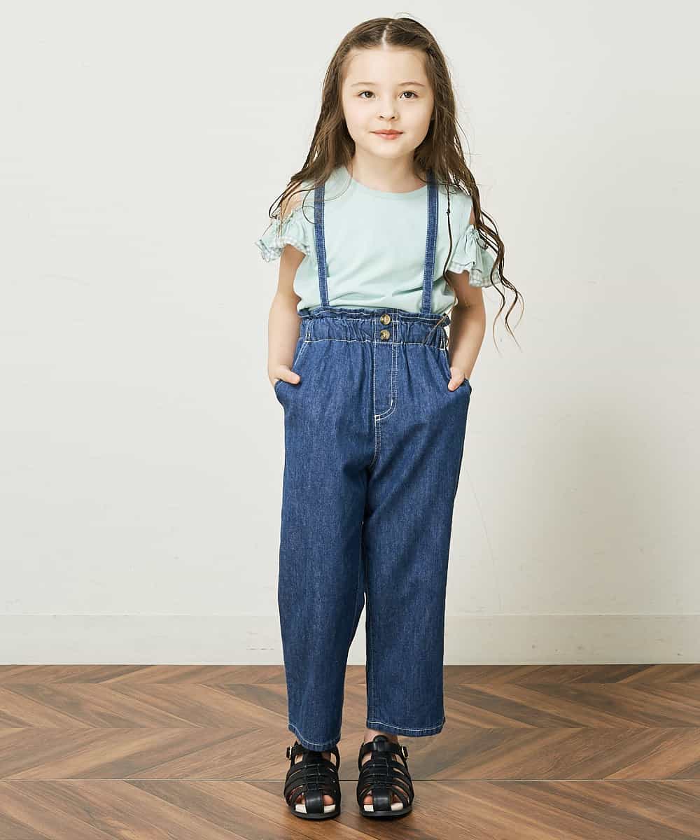 KJKGP09019 a.v.v KIDS(アー・ヴェ・ヴェ) [100-130]袖フリルオフショルダーTシャツ ミント