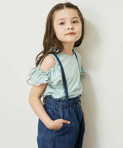 KJKGP09019 a.v.v KIDS [100-130]袖フリルオフショルダーTシャツ