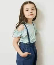KJKGP09019 a.v.v KIDS(アー・ヴェ・ヴェ) [100-130]袖フリルオフショルダーTシャツ ミント