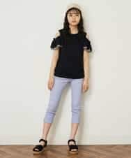 KJKGP09019 a.v.v KIDS(アー・ヴェ・ヴェ) [100-130]袖フリルオフショルダーTシャツ ミント