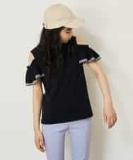 KJKGP09019 a.v.v KIDS(アー・ヴェ・ヴェ) [100-130]袖フリルオフショルダーTシャツ ミント