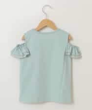 KJKGP09019 a.v.v KIDS(アー・ヴェ・ヴェ) [100-130]袖フリルオフショルダーTシャツ ミント
