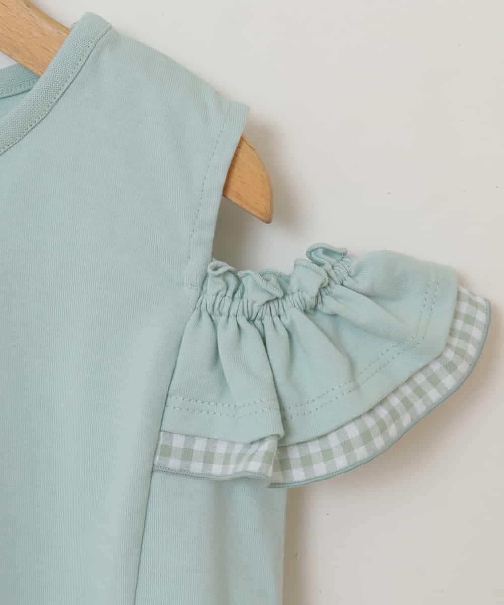 KJKGP09019 a.v.v KIDS(アー・ヴェ・ヴェ) [100-130]袖フリルオフショルダーTシャツ ミント
