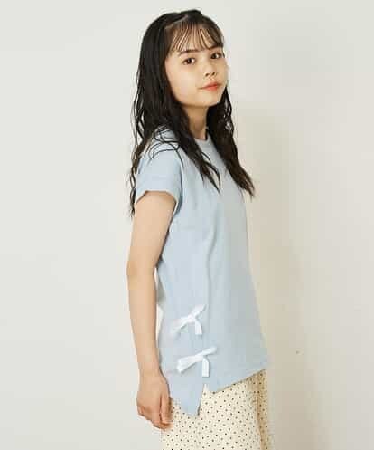 KJKGP11019 a.v.v KIDS [100-130]【毛玉になりにくい】サイドリボン半袖Tシャツ