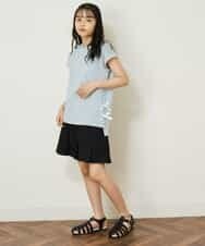 KJKGP11019 a.v.v KIDS(アー・ヴェ・ヴェ) [100-130]【毛玉になりにくい】サイドリボン半袖Tシャツ パープルボーダー