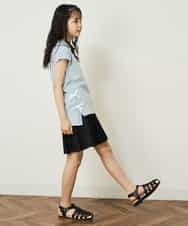 KJKGP11019 a.v.v KIDS(アー・ヴェ・ヴェ) [100-130]【毛玉になりにくい】サイドリボン半袖Tシャツ パープルボーダー