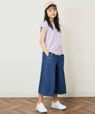 KJKGP11019 a.v.v KIDS(アー・ヴェ・ヴェ) [100-130]【毛玉になりにくい】サイドリボン半袖Tシャツ パープルボーダー